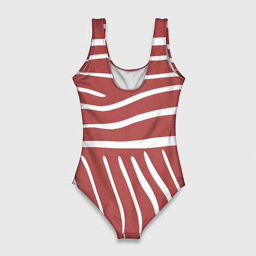Женский купальник-боди Полоски красной зебры / 3D-принт – фото 2
