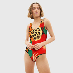 Купальник-боди 3D женский Анималистичный африканский паттерн, цвет: 3D-принт — фото 2
