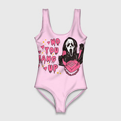 Купальник-боди 3D женский Крик по телефону, цвет: 3D-принт