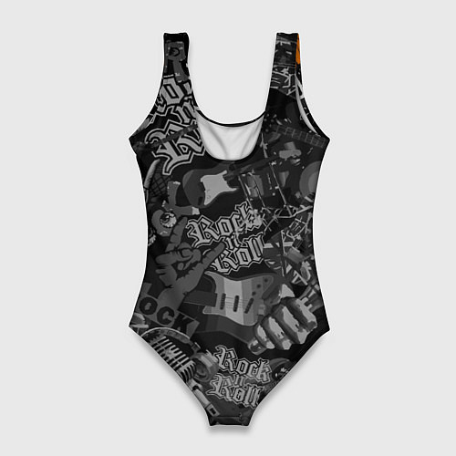 Женский купальник-боди Nirvana Курт Кобейн на фоне гитар / 3D-принт – фото 2