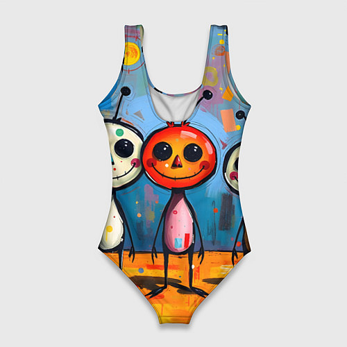 Женский купальник-боди Инопланетные человечки / 3D-принт – фото 2