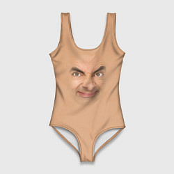 Купальник-боди 3D женский Лицо мистера Бина, цвет: 3D-принт
