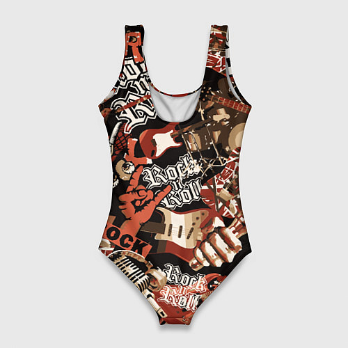 Женский купальник-боди Sum 41 на фоне кролика и гитар / 3D-принт – фото 2