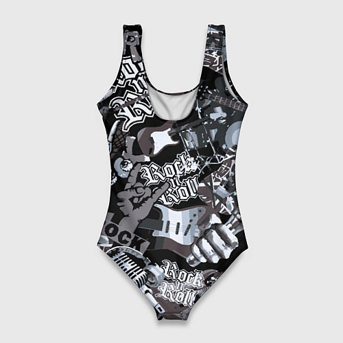 Женский купальник-боди Oasis на фоне гитар / 3D-принт – фото 2