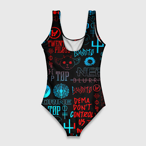 Женский купальник-боди Twenty one pilots rock pattern / 3D-принт – фото 2