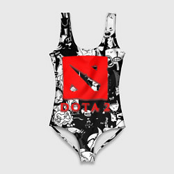 Женский купальник-боди Dota черно белые персонажи
