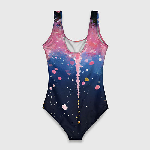 Женский купальник-боди Розово-синяя текстура / 3D-принт – фото 2