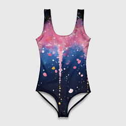 Женский купальник-боди Розово-синяя текстура