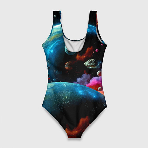 Женский купальник-боди Космонавты Том и Джерри в неоновом космосе / 3D-принт – фото 2