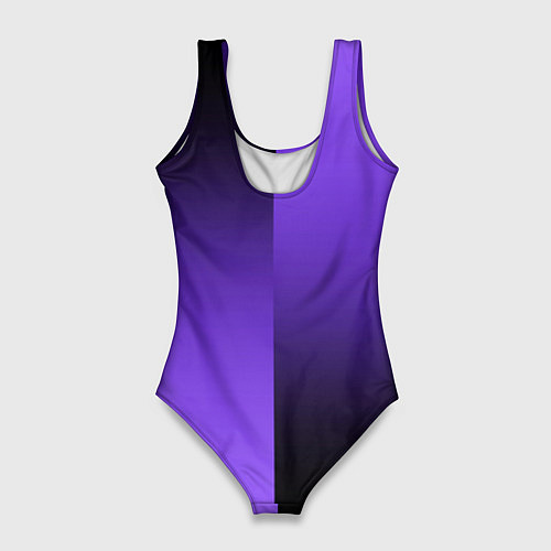 Женский купальник-боди Чёрно-сиреневый градиент пополам / 3D-принт – фото 2