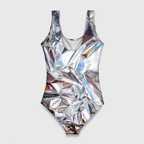 Женский купальник-боди Зеркальная металическая фольга текстура / 3D-принт – фото 2