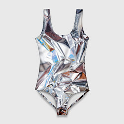 Женский купальник-боди Зеркальная металическая фольга текстура
