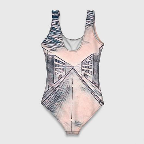 Женский купальник-боди Сумрачный город / 3D-принт – фото 2