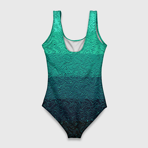 Женский купальник-боди Бирюзовый градиент полосами / 3D-принт – фото 2