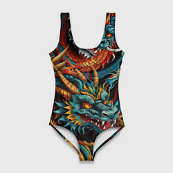 Женский купальник-боди Татуировка дракона ирезуми