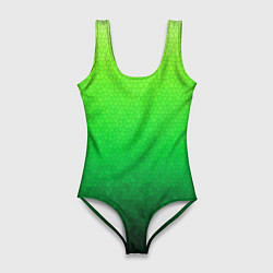 Купальник-боди 3D женский Градиент мозаика зелёный в тёмный, цвет: 3D-принт