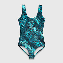 Женский купальник-боди Бирюзовая чешуя рептилии - абстрактный паттерн