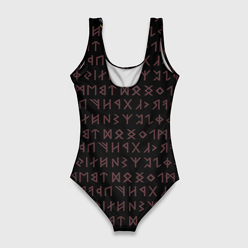 Женский купальник-боди Ворон и руны / 3D-принт – фото 2