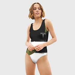 Купальник-боди 3D женский Tesla логотип, цвет: 3D-принт — фото 2