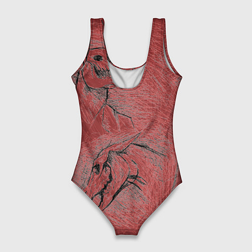 Женский купальник-боди Черепа лошадей - эскиз / 3D-принт – фото 2