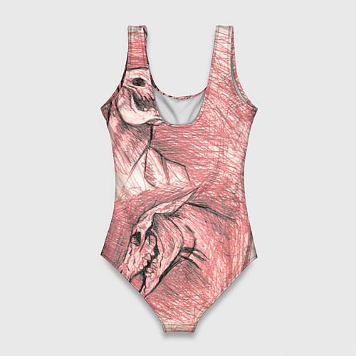 Женский купальник-боди Черепа лошадей - эскиз / 3D-принт – фото 2