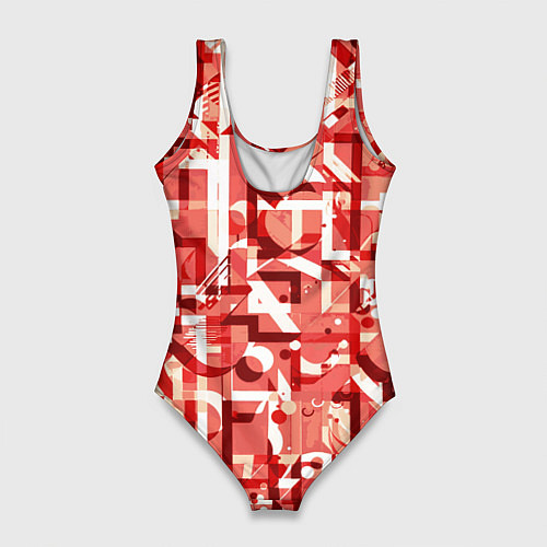 Женский купальник-боди Красно-белый объёмный эффект / 3D-принт – фото 2