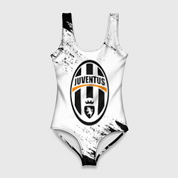 Купальник-боди 3D женский Juventus черно белые краски, цвет: 3D-принт