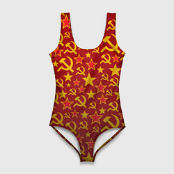 Женский купальник-боди Серп и молот паттерн