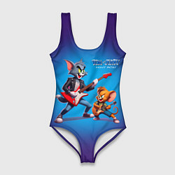 Купальник-боди 3D женский Guitarists Tom and Jerry - heavy metal, цвет: 3D-принт