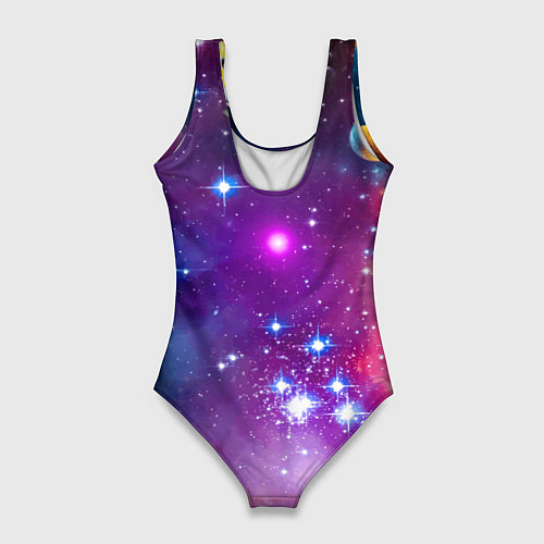 Женский купальник-боди Прикольный утёнок бравый космонавт - нейроарт / 3D-принт – фото 2