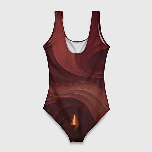 Женский купальник-боди Темно-бордовый волнистый узор / 3D-принт – фото 2