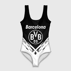 Купальник-боди 3D женский Barcelona x borussia краски, цвет: 3D-принт