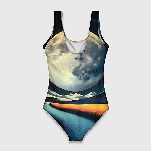 Женский купальник-боди Луна и маки / 3D-принт – фото 2