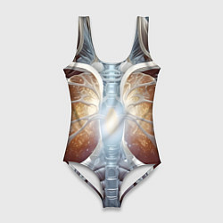 Женский купальник-боди Рентген и скелет