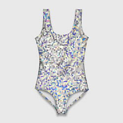 Купальник-боди 3D женский Мелкая мозаика перламутровый серо-голубой, цвет: 3D-принт