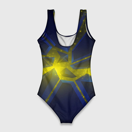 Женский купальник-боди Разлом космических неоновых плит / 3D-принт – фото 2