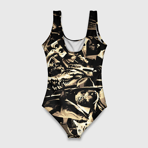 Женский купальник-боди Итальянские мемы с животными / 3D-принт – фото 2