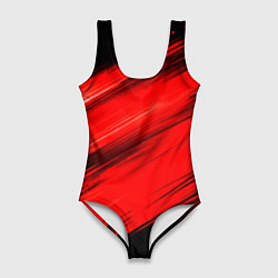 Женский купальник-боди Красные мазги краски на черном