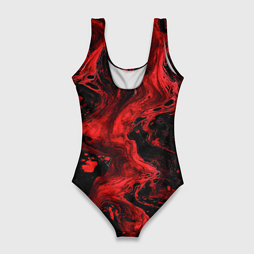 Женский купальник-боди Красно-черные разводы краски - абстрактный узор / 3D-принт – фото 2