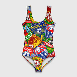 Купальник-боди 3D женский Футбольные лиги паттерн, цвет: 3D-принт