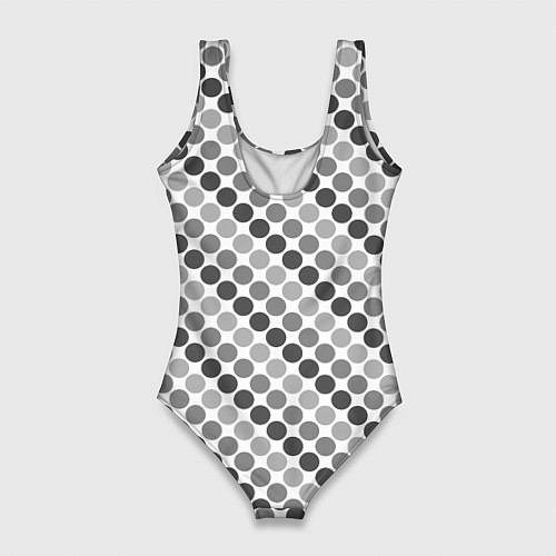 Женский купальник-боди Черный и серый горох на белом фоне / 3D-принт – фото 2