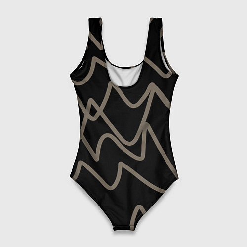 Женский купальник-боди Кривые рукописные линии чёрно-коричневый / 3D-принт – фото 2
