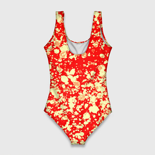 Женский купальник-боди Пятнистый красно-жёлтый / 3D-принт – фото 2