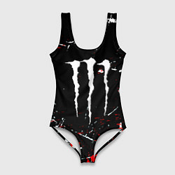 Купальник-боди 3D женский Monster energy штрихи, цвет: 3D-принт