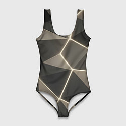 Женский купальник-боди Серая объемная текстура с гранями
