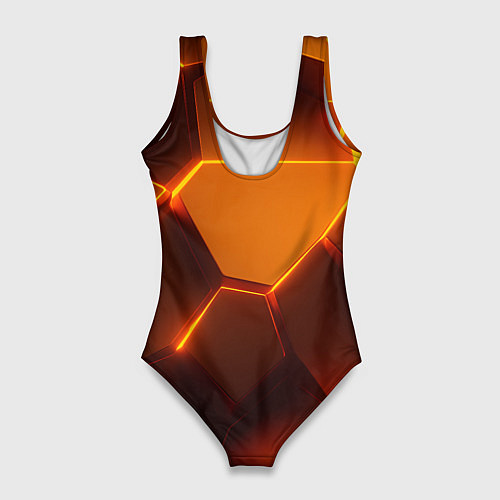 Женский купальник-боди Оранжевые объемные пластины / 3D-принт – фото 2