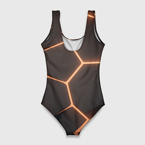 Женский купальник-боди Серая текстура из сот / 3D-принт – фото 2