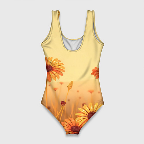 Женский купальник-боди Цветы на закате / 3D-принт – фото 2