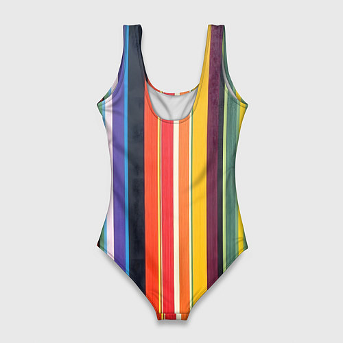 Женский купальник-боди Разноцветная полоска / 3D-принт – фото 2