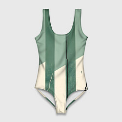 Женский купальник-боди Зеленые полосы